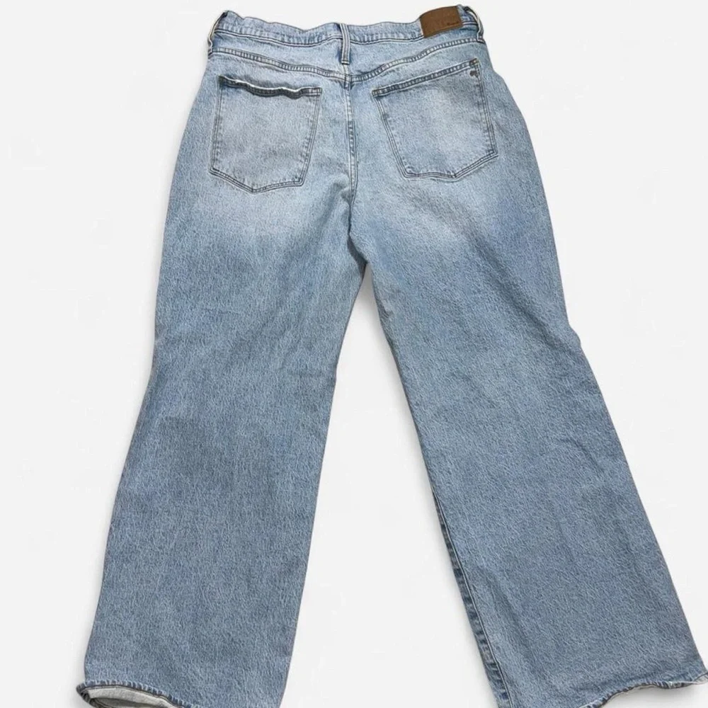 Madewell Y2K Distressed Wide Leg Jeans Size 33 Light Wash - Picture 6 of 7